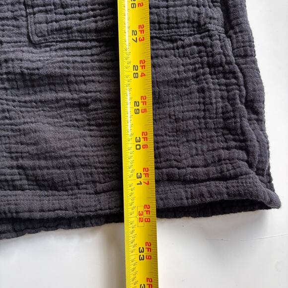 Beach Lunch Lounge Sz L Black Cotton Gauze Romper Drawstring Buttons Pockets - Picture 12 of 13